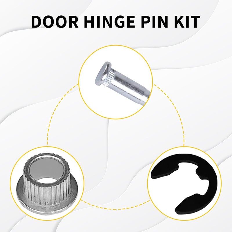 UZZH 16 PCS Car Door Hinge Pin Kit for 1988-2002 Chevy GMC C1500 C2500 K1500 K2500 K3500, Door Hinge Roll Pins and Bushing Repair Kits (4 pins 2 Door) with E-Ring Clamp - Image 5